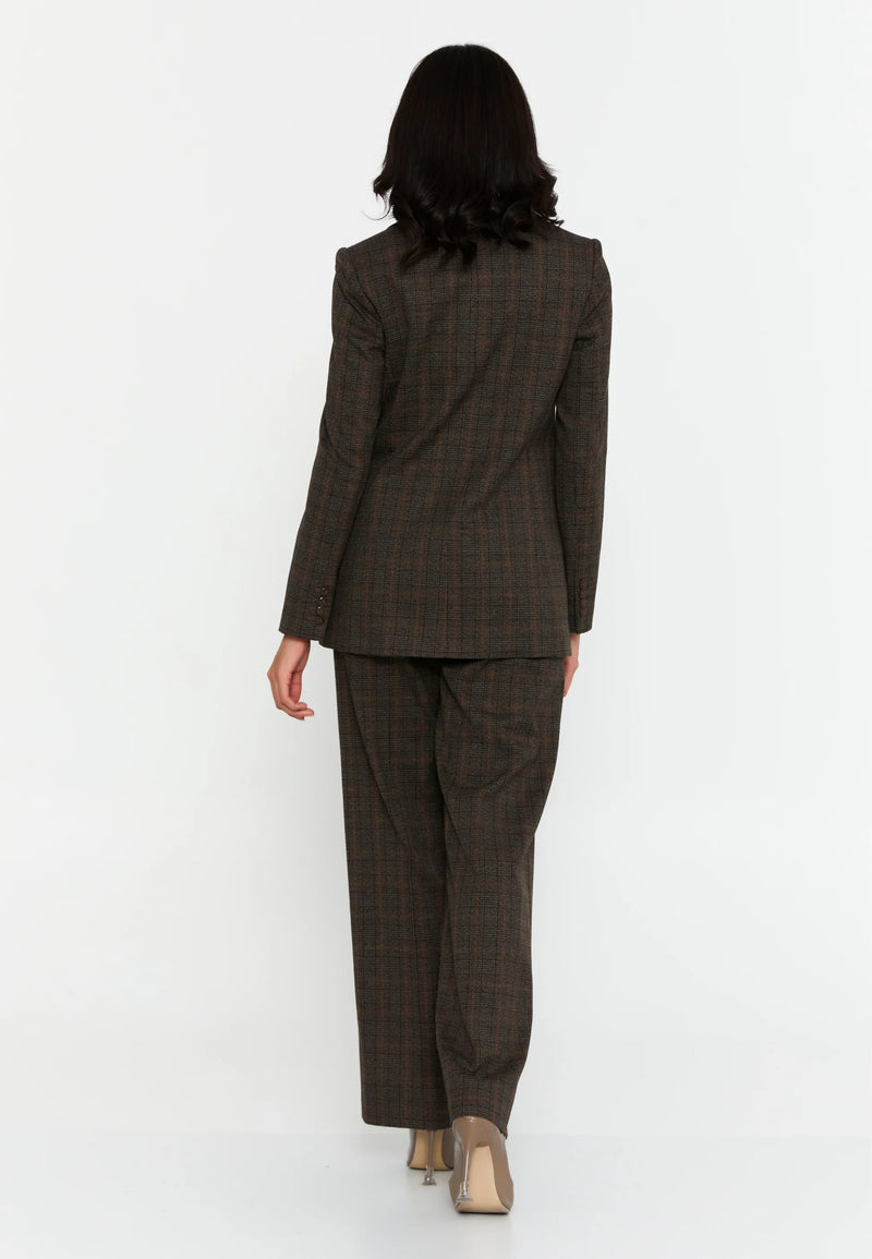 Amora Plaid Double-Breasted Blazer