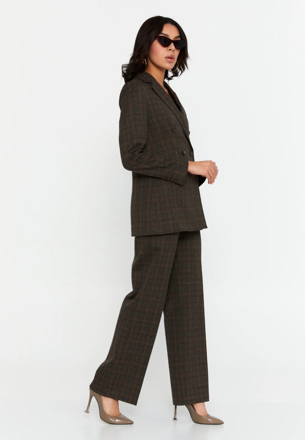 Amora Plaid Wide-Leg Pants