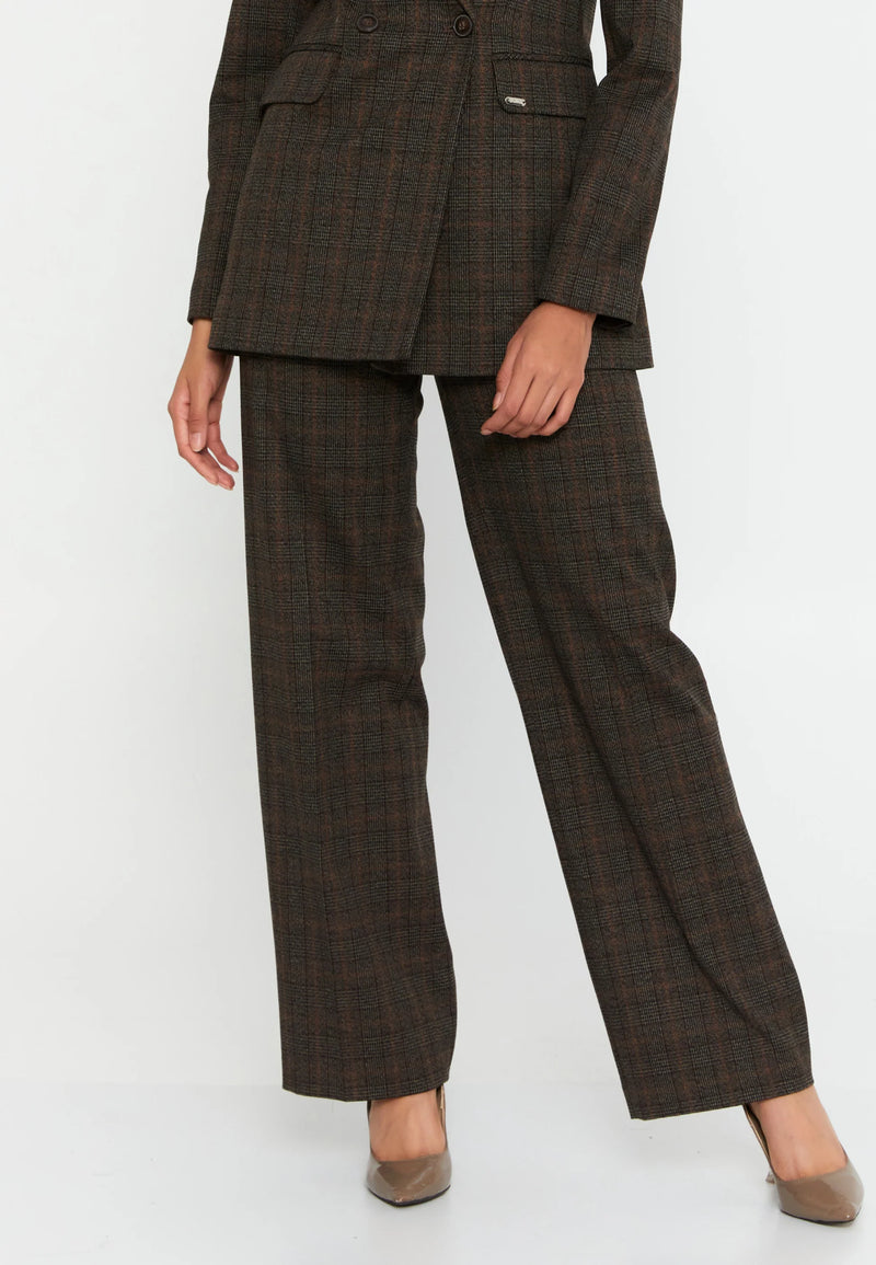 Amora Plaid Wide-Leg Pants