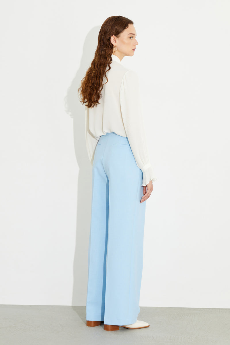 Trousers With Pleat Detail Lıght Blue