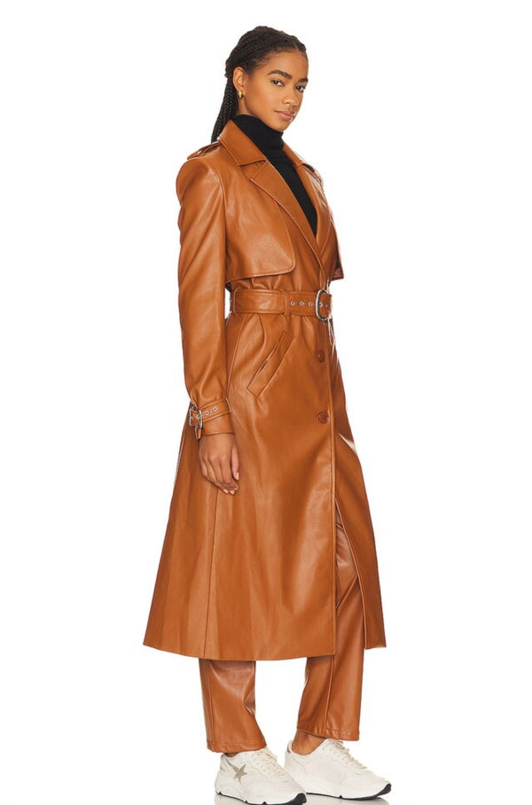 Vegan Leather Trench Coat