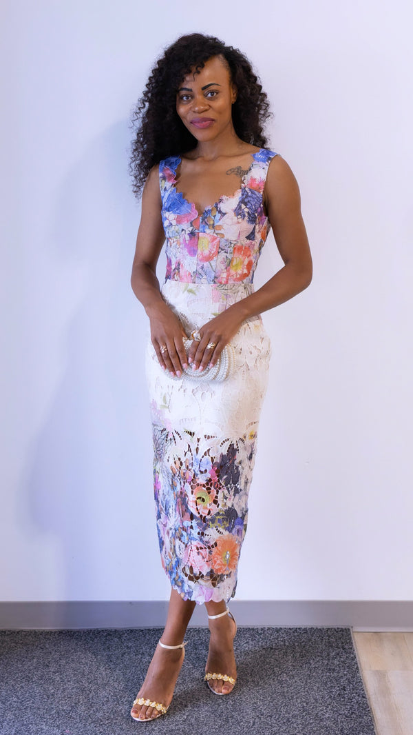 Floral Lace Midi Dress