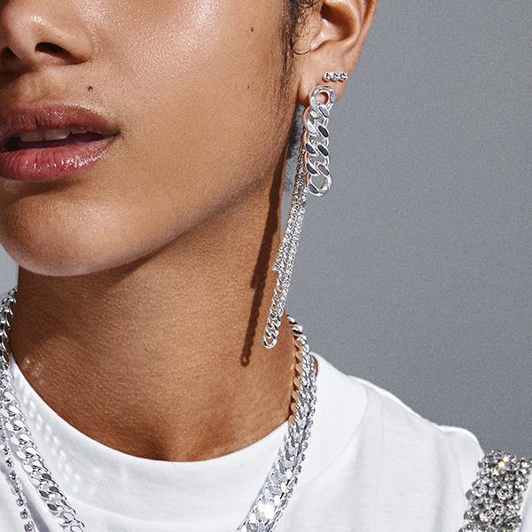 Curb 2-in-1 Earrings-Silver - Kendi Boutique